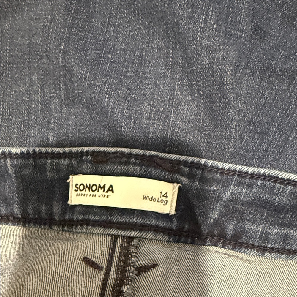 Cropped Wide Leg Waist Defining Dark Blue 1970s Fun Sailor Patch Pocket Jean 14 - Picture 11 of 13